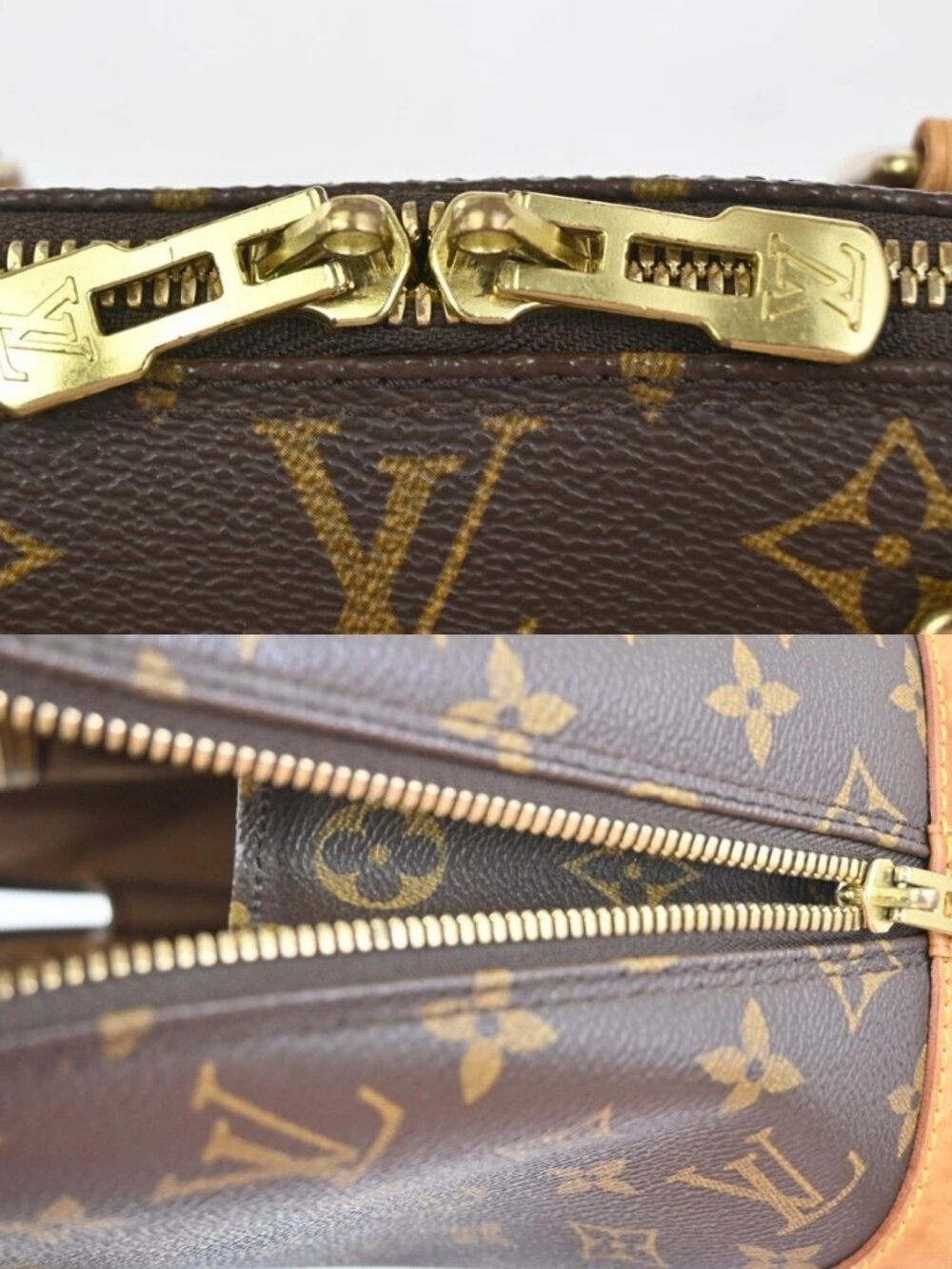 LOUIS VUITTON LV Logo Alma Hand Bag Monogram Leather Brown France M51130 73TA598 - Picture 9 of 15
